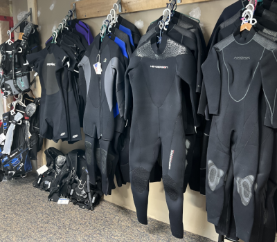 The Dive Shop Wetsuit Display